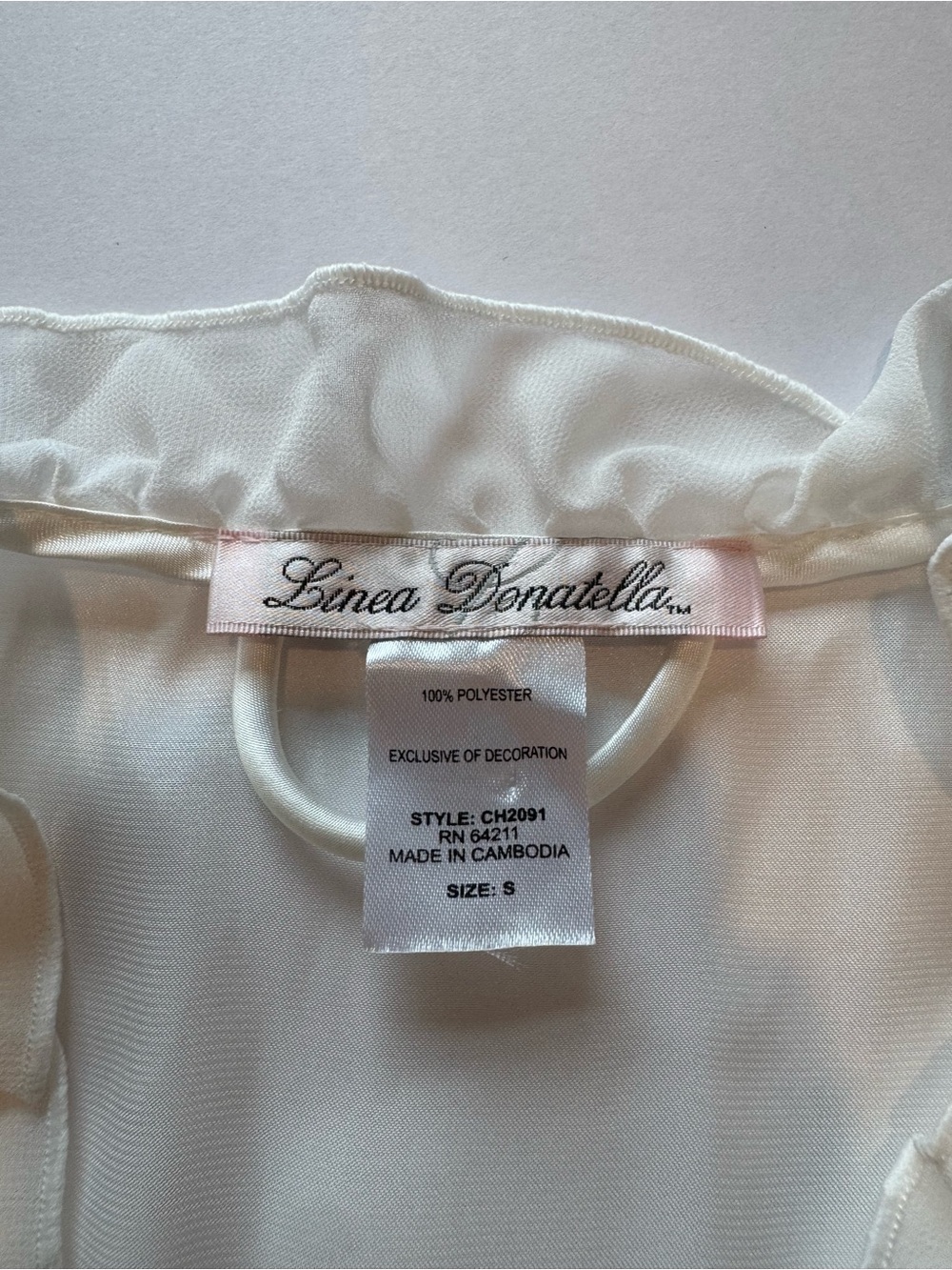 Linea Donatella Ivory Satin Embroidered Ruffle Robe - Picture 2 of 7